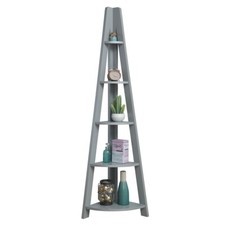 Grey Corner Bookcase Ladder