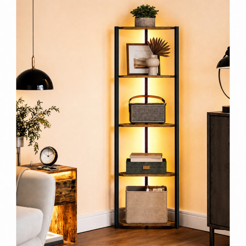 Led corner shelf bookcase rgb - led,